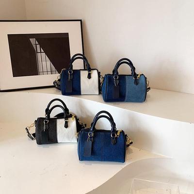 Patchwork Colorblock Kleine Handtaschen für Damen Denim Schulter- Crossbody-Taschen Lässig Street Boston Designer Geldbörsen KTY