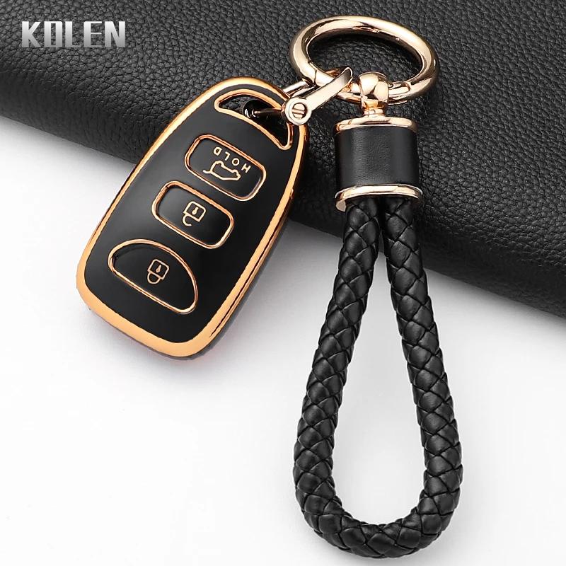 Fashion Tpu Car Key Case Cover For Hyundai Kia Tuscon Elantra Rio Sportage Rondo Accent Protected Shell Keychain Fob Accessories