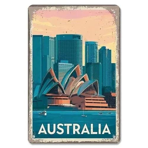 Sydney Opera House Metal Tin Sign Man Cave Wall Decor Australia Wall Art 20x30cm（7.8x11.8inch）