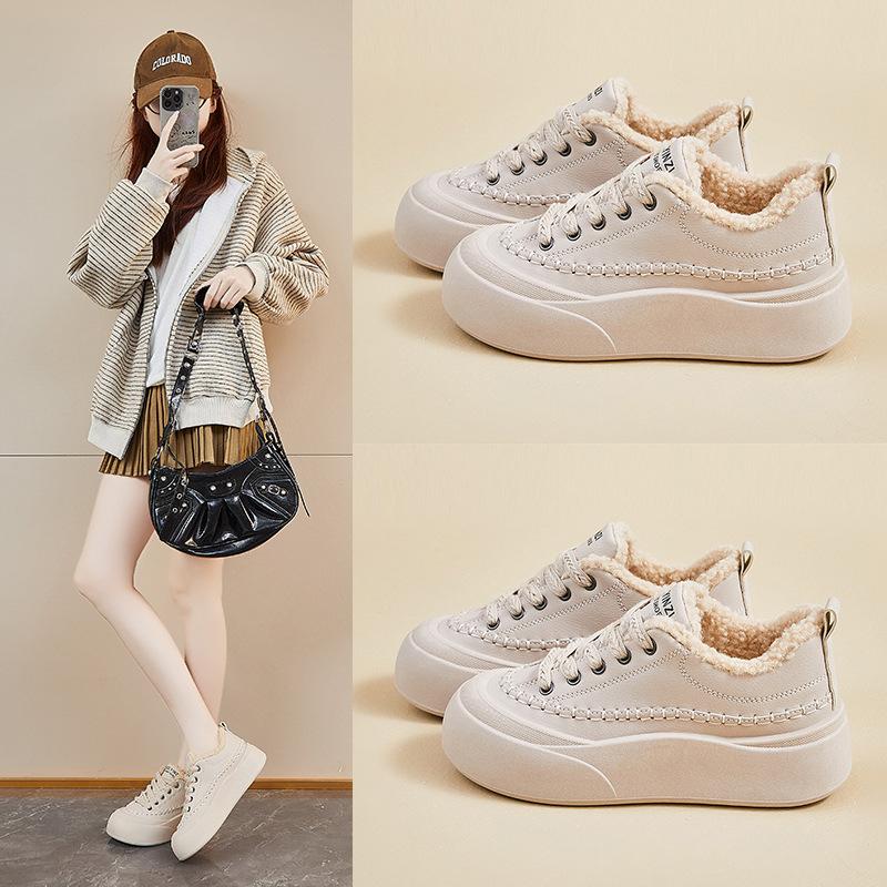 Winter Warm Snow Boots for Women Faux Suede Fuzzy Walking Shoes Women's Casual Anti-Slip Comfortable Chunky Platform Short Booties With Faux Fur Lined