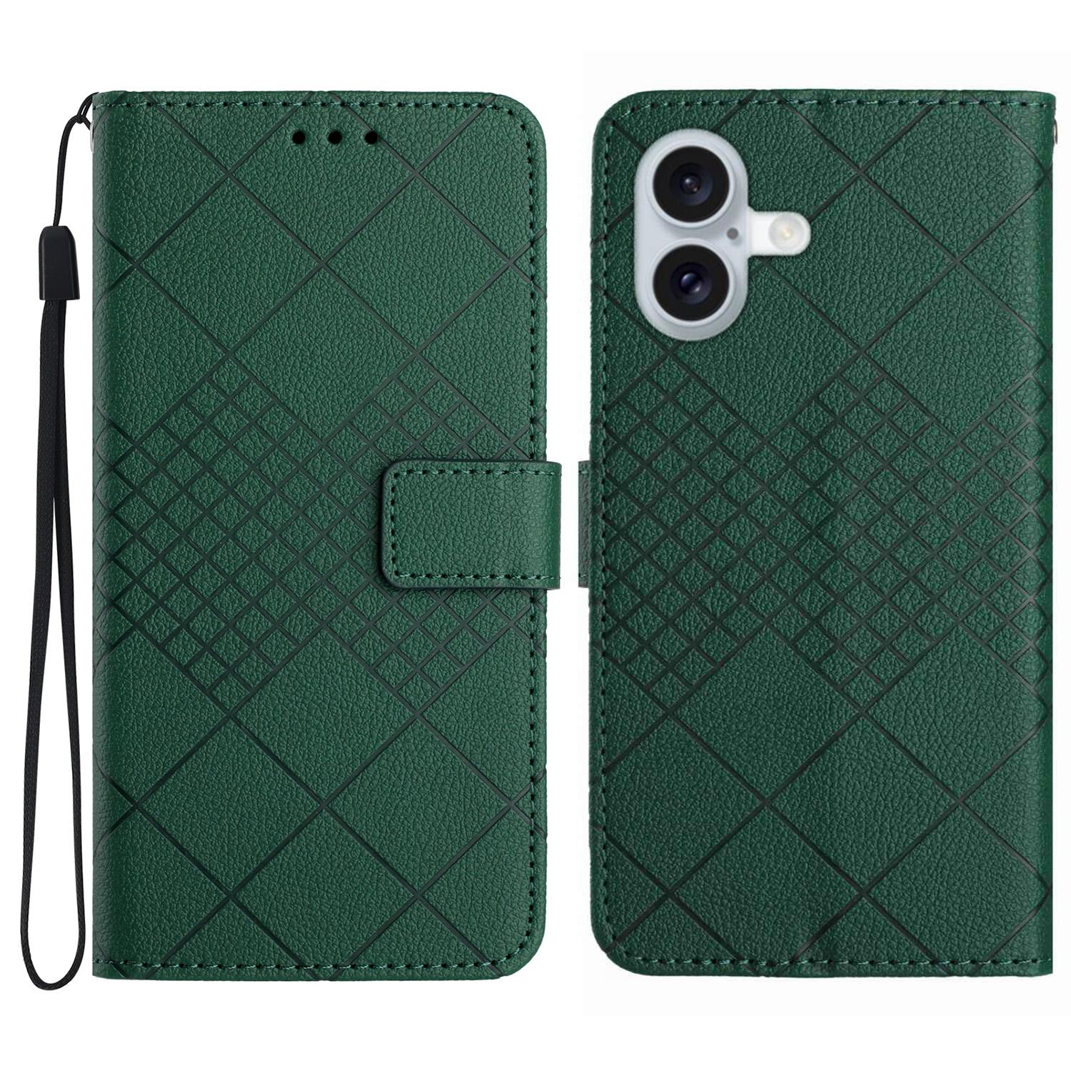 

For iPhone 17 Case Wallet Imprint PU Leather Flip Folio Phone Cover Green