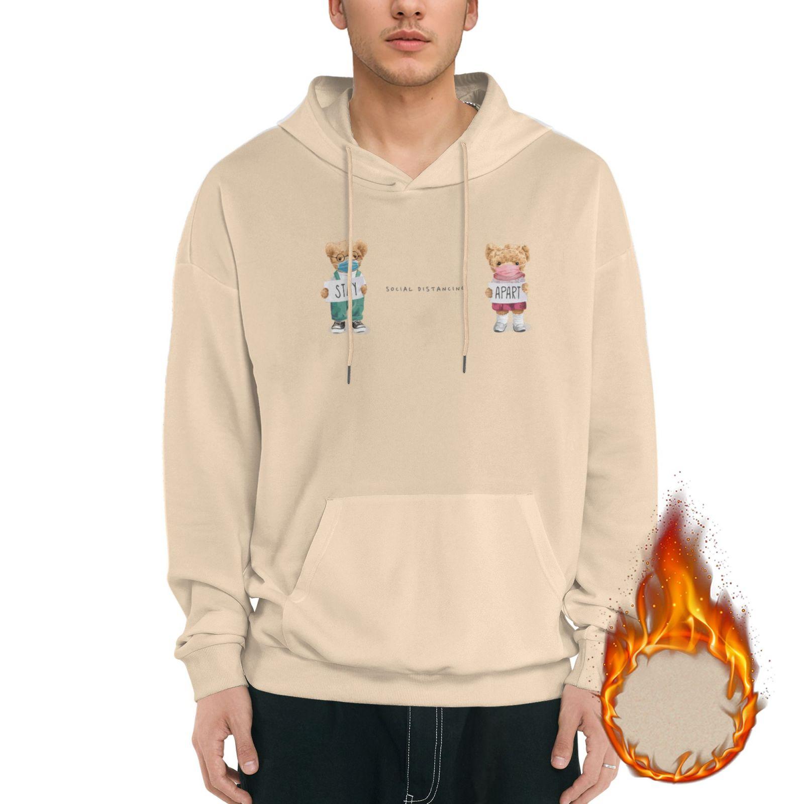 

1 Pack Men’s Cozy Winter Hoodie Soft Fleece Lined Hooded Sweatshirt Warm Pullover Casual Streetwear Daily Wear M-3XL XXXL бежевий