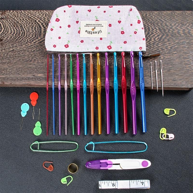 Crochet Hooks Set Aluminium Crochet Needle for Crocheting with Ergonomic Handle