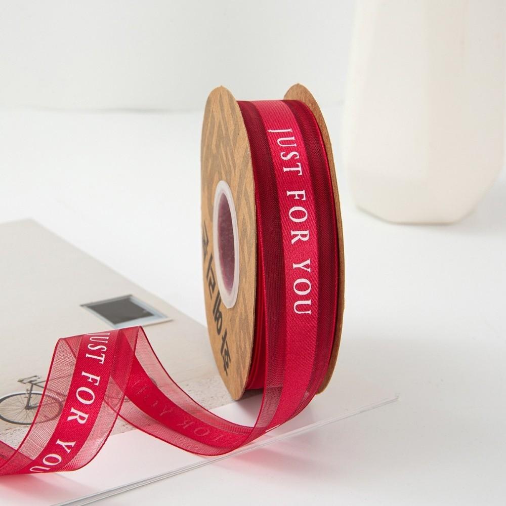 Decorative 2.5cm Chiffon Silk Ribbon DIY "JUST FOR YOU" Printed Ribbon Flexible Sheer Wrap Decor Ribbon Wedding Decoration