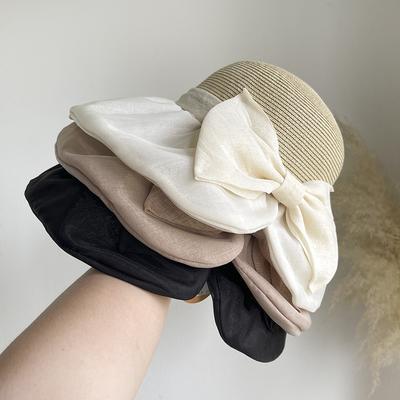 Bow Bucket Hat Women's Fashion Straw Hat Sunscreen Sunshade Sun Hat Summer Seaside Vacation Beach Hat