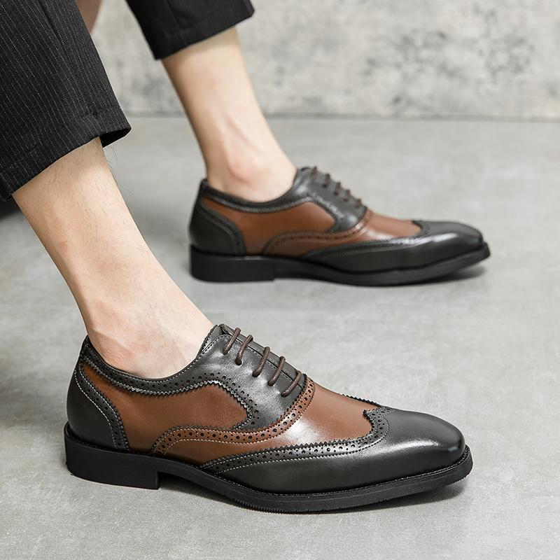 Brogue Men's formal leather shoes Classic Fashion Gentleman Style Outdoor leisure business Party office men's wedding shoes -48