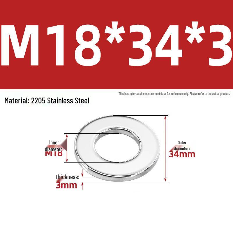 High-Strength 2205 Duplex Stainless Steel Flat Washer, Grade 8.8, DIN125 Standard for M6-M36 Screws