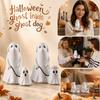 Harz Halloween Geisterhund Figur mit Leine und kleiner Geisterdekoration Indoor Tischdekoration für saisonale Heimdekoration