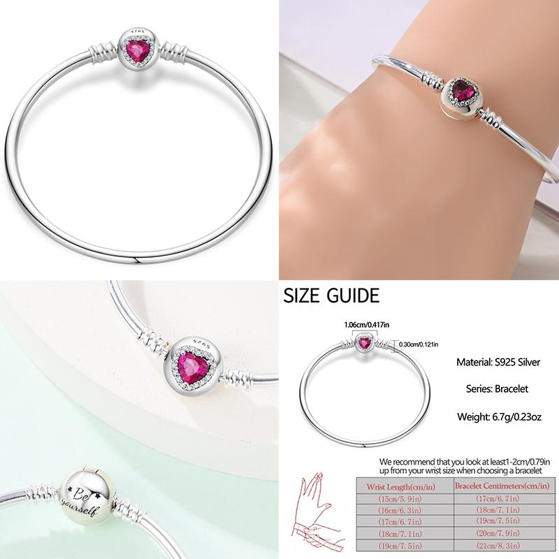 925 Sterling Silver 17-20CM Original Bracelets Heart Moon Sun Clasp Bead Charm Bracelet Fit DIY Charms Beads for Women Jewelrys