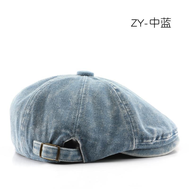 Women's Denim Octagonal Cap, Forward-facing Cap, Outdoor Sports Cap, Men's Travel Cap, Sun-protective Baseball Cap