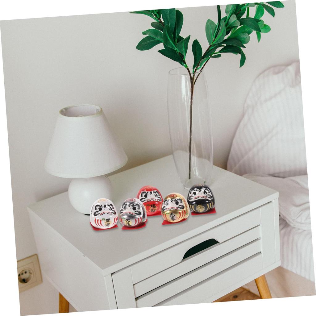 Holibanna 1 Set Daruma Daruma Lucky Red Daruma Wealth Daruma Mini Small Japanese Bronze Ceramic Eggs, Figurines, Daruma, Ornament, Statue, Tumbler,