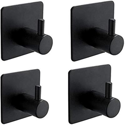 4 Stück 3M Klebehaken Badezimmer Wand Klebehaken Küchentaschenlampe Clip Tischloser Haken Edelstahl Klebeaufkleber Schwarz