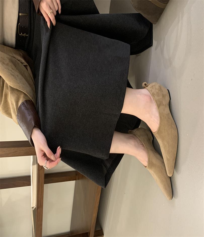 

Французский ретро темперамент одинарные туфли женские плоские 2025 новая мода универсальные простые осенне-зимние замшевые на одной педали для отдыха 39 абрикосовый