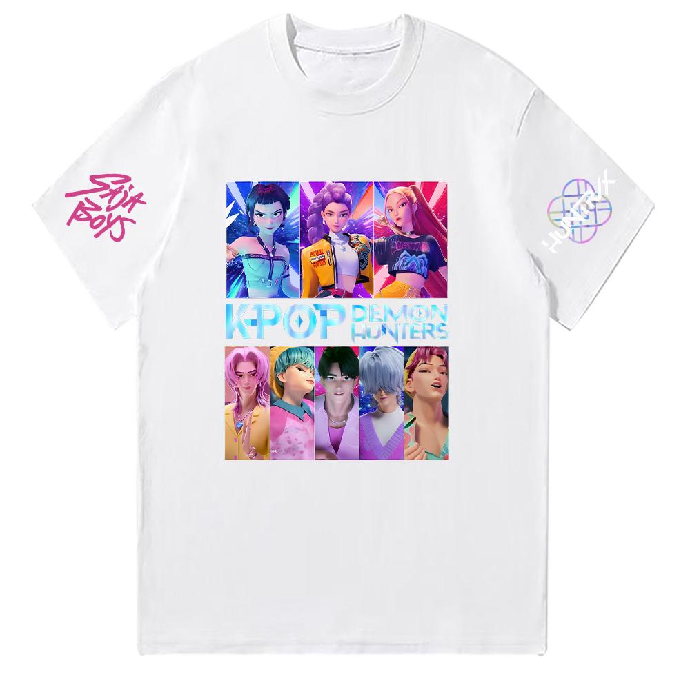 Kpop Demon Hunters HUNTRIX Saja Boys T Shirts Girls O-Neck Casual Women Summer Shirts Cotton T-shirt High Quality Y2K Clothing