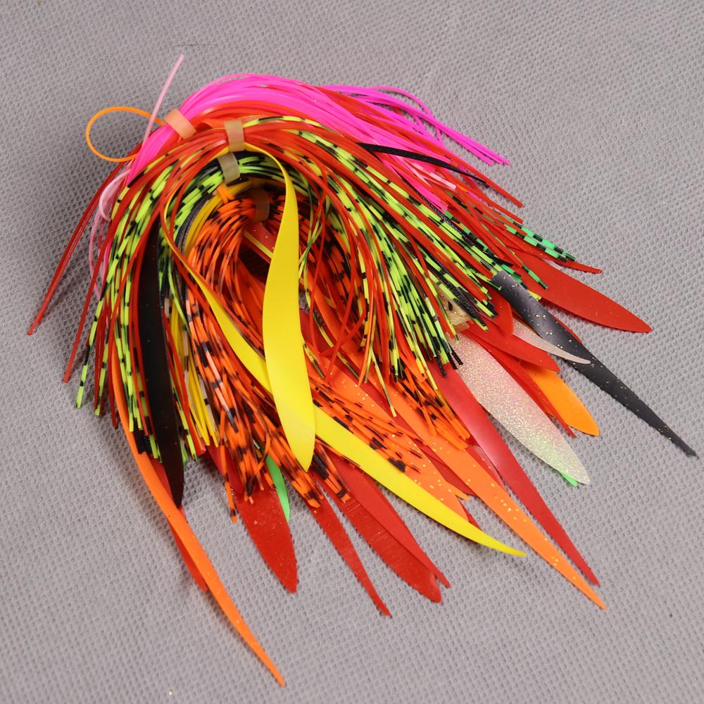 10 Bundles Double Colors Mixed Silicone Skirt Trailer Replacement for Slider Jigs Squid Madai Squid Snapper Jigging Fishing Lure
