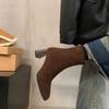 Neue Winter-Kurzplüsch-Damen-Knöchelboots Mode Quadratische Zehenpartie Kurze Stiefel Damen Elegant Niedriger Absatz Lange Stiefel