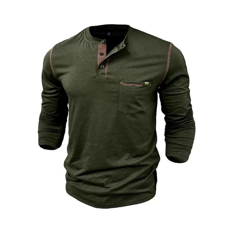 T-Shirt Men Basic Breathable Men's Long Sleeve Tops Tee Shirts Spring Autumn Casual Solid Color Button T Shirts