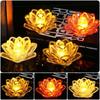 Flicker Effect Flameless Candle Multicolor Lotus Design Light LED Lotus Lamp  Home Decoration