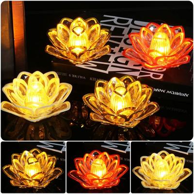 Soft Light Source LED Lotus Lamp Flicker Effect LED Candle Lamp Flameless Candle  Tabletop Display