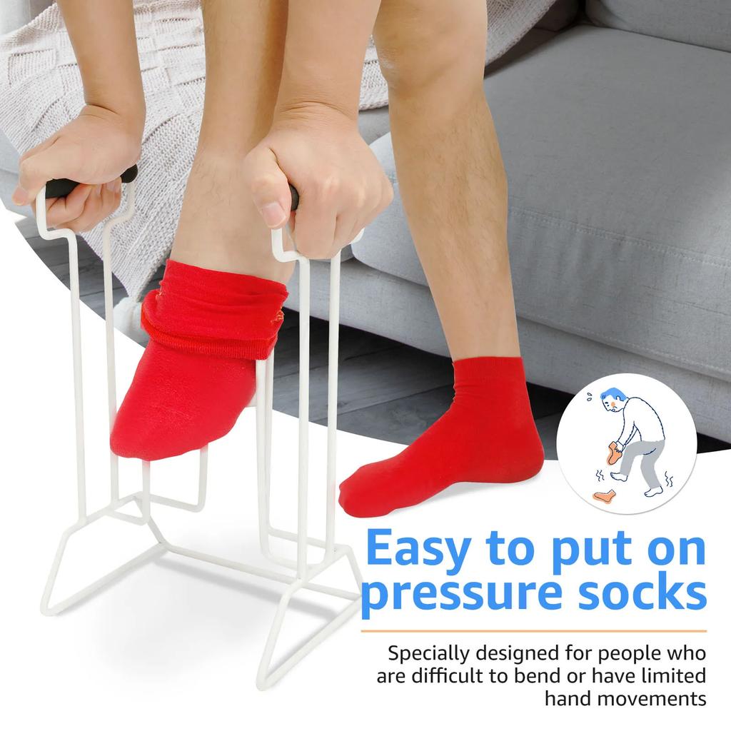 Stock Helper Aid Tool Putting on Compression Large Sock Aid Easy to Use Donning Aid Large Stocking Assistance for Old Men/Women