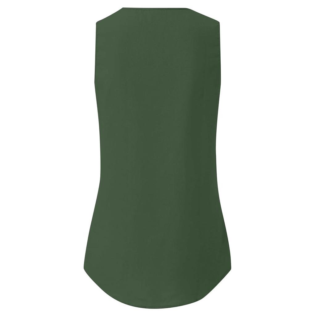 Women‘s Zipper V-Neck Sleeveless Casual Solid Tops Blouse Loose Vest T-Shirts