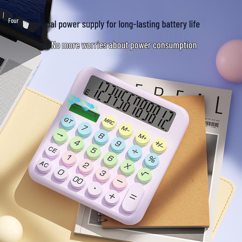 

BOW Dual-Power Girls Solar Calculator: Portable, High-Value for Office and Finance.