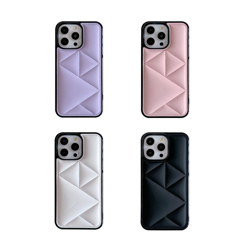 Suitable for iPhone15 mobile phone case 13Pro three-dimensional geometric prismatic solid color leather case 14plus all-inclusive anti-drop