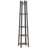 Coat Rack with 4 Levels, Free-Standing Clothes Stand, 8 Hooks, 4 Shelves, Industrial Style, Metal, Chipboard, Brown