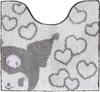 OKA Sanrio Characters Scrunchie Toilet Mat, Approx. 55cm X 60cm, 3-Piece Set, Includes Paper Holder Cover and Lid Cover, Gray (Kuromi) (Hello Kitty Cu