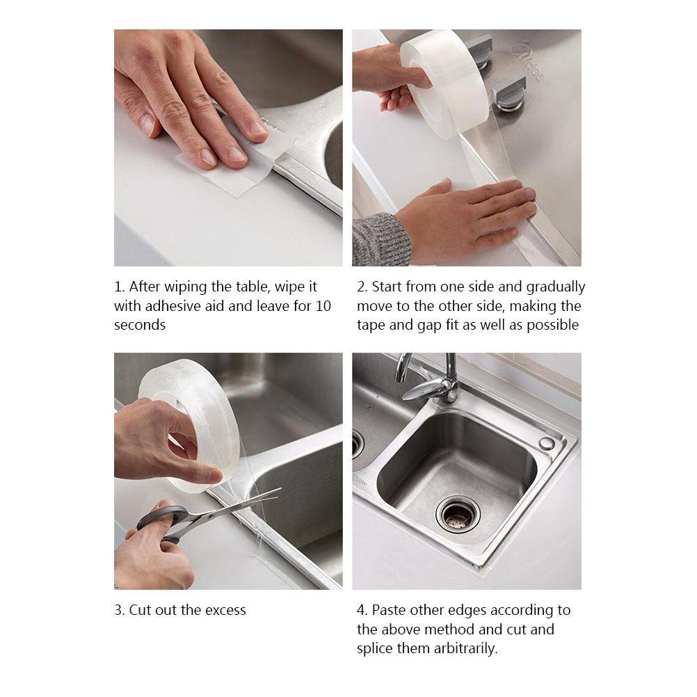 Kitchen Sink Waterproof Mildew Strong Self Adhesive Transparent Tape Bathroom Pool Water Sealing Tap