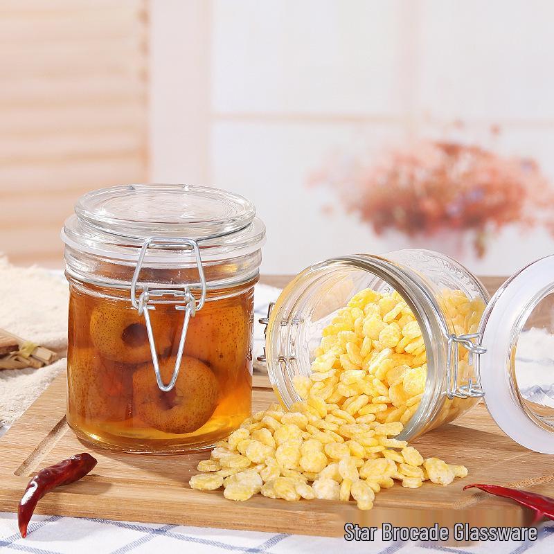 Transparent Glass Sealed Storage Jar for Coarse Grains, Tea, Honey, and Enzymes