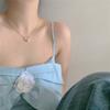Imitation Pearl Geometric Simple Design Thin Necklace Collarbone Chain for Women Girl