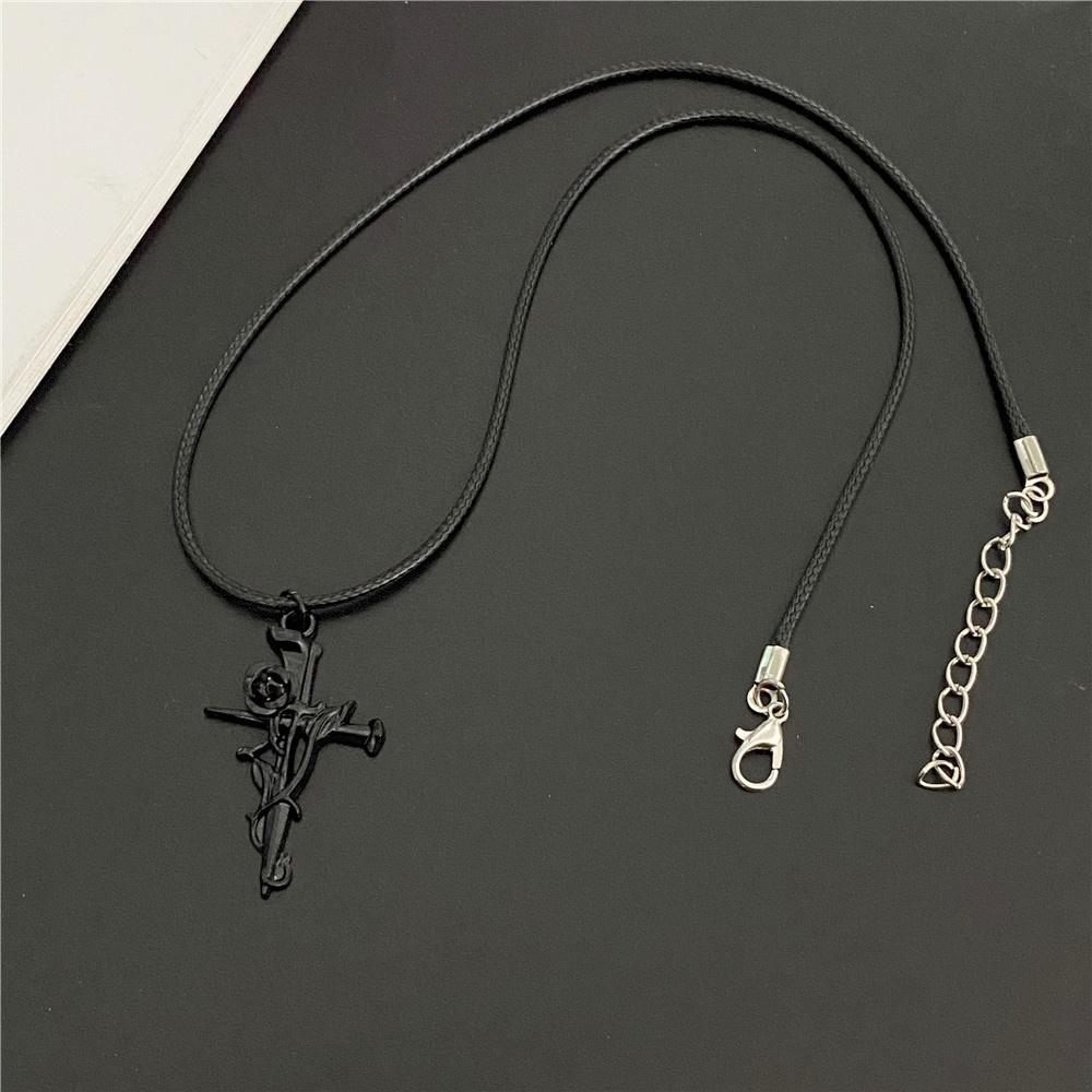 Men Necklace New Fashion Statement Male Female Necklace Rose Cross Spider Snake Pendant Pu Leather Chain Neck Zircon Wholesale