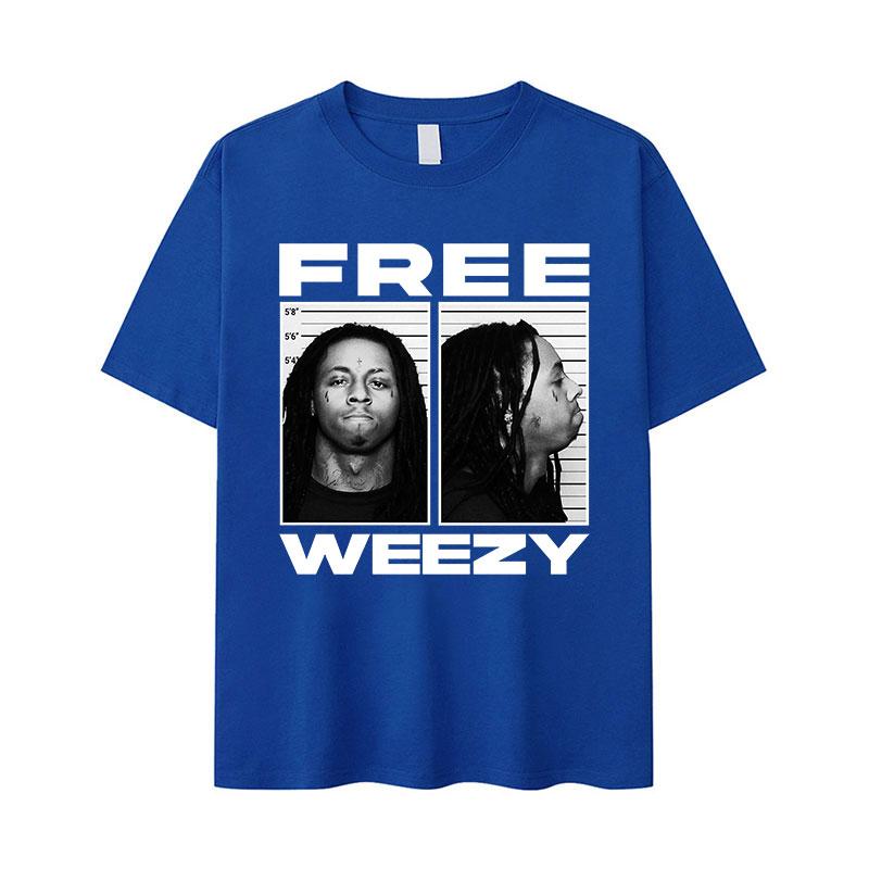 Rapper Lil Wayne FREE WEEZY Graphic T Shirt Men's Hip Hop Vintage Gothic Tees Cotton Oversized Y2K Top