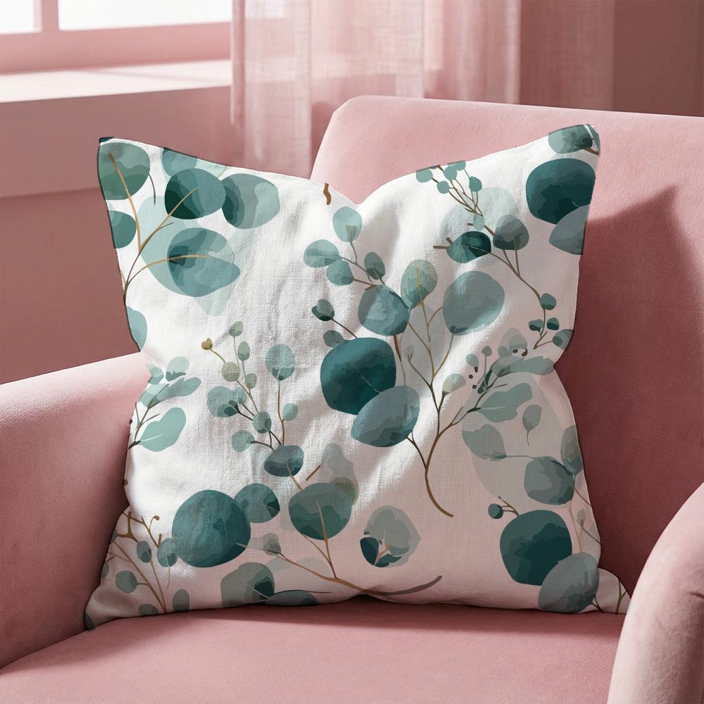 Watercolor Eucalyptus Flowers Cushion Cover Multi-Scene Pillow Cover for Home & Car - Reversible, Soft & Durable for Daily Use