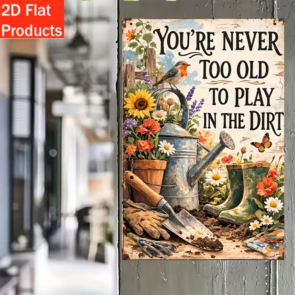 Vintage Metal Flower Wall Art Poster, 20x30cm Decorative Home Garden Sign