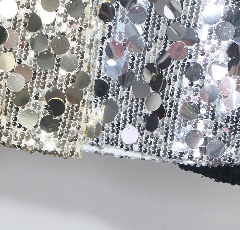High-End Sequin A-Line Mini Skirt with Anti-Exposure Lining, High Waist, and Slim Fit