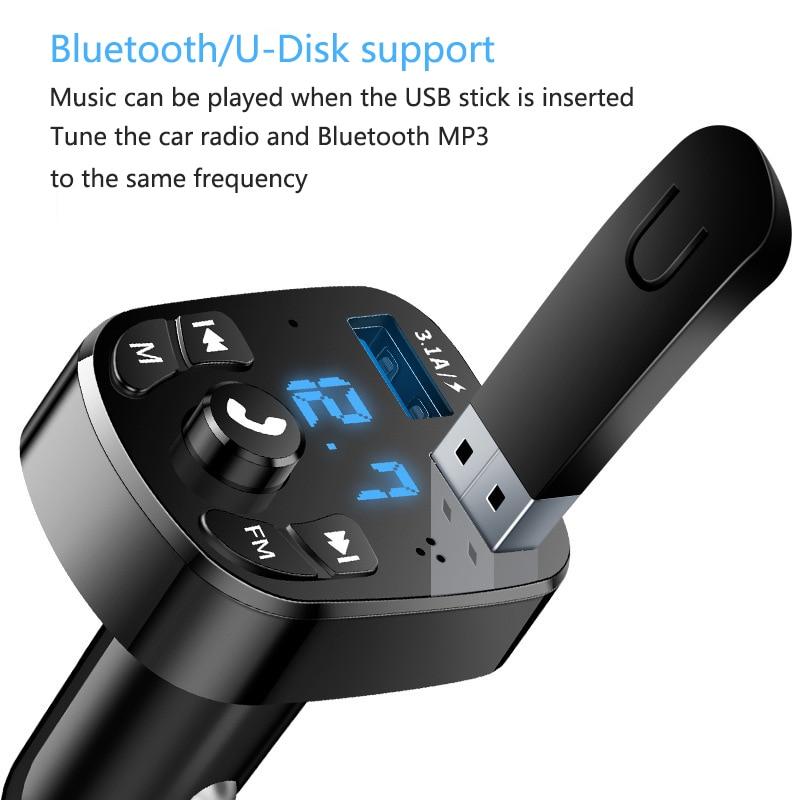 1/2PCS Car Mp3 Player Dual Usb Fast Charger Fm Bluetooth Receiver Bluetooth Compatible 5.0 Fm Transmitter Usb Flash Drive