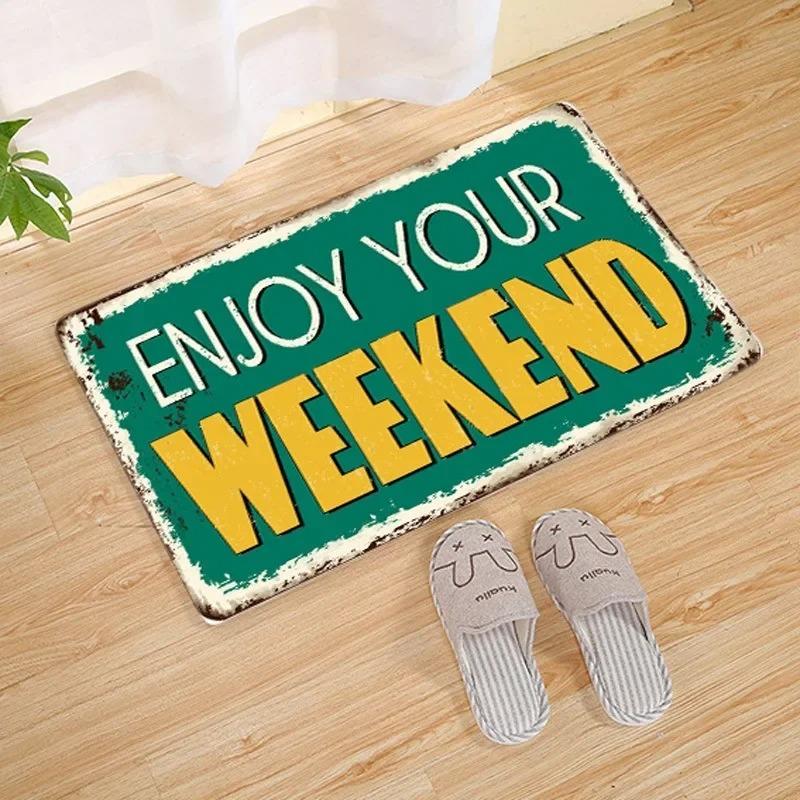 

Happy Campers Easy To Clean Area Rug Welcome Mat Floor Decoration Carpet Non-slip Living Room Home Office Washable Doormats 40cm x 60cm