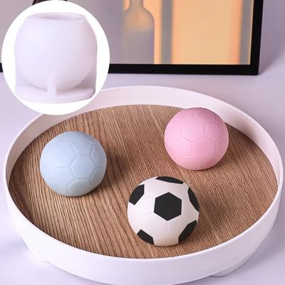 Moule à Bougie Silicone Forme Ballon de Football 3D, Artisanat DIY Forme Ballon de Football Fait Main, Moule à Savon Résine Plâtre, Cadeau Fête Coupe d'Europe