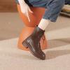 Winter Plush Short Boots New Martin Boots Trendy Brown Brown Thin Boots Round Toe Lace-up Short Boots for Women