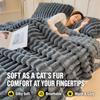 1 Piece Thickened Flannel Blanket Solid Color Soft Fluffy Plush Throws for Sofa Bed Office Travel Coral Rabbit Plush Blanket Winter Thermal Blanket