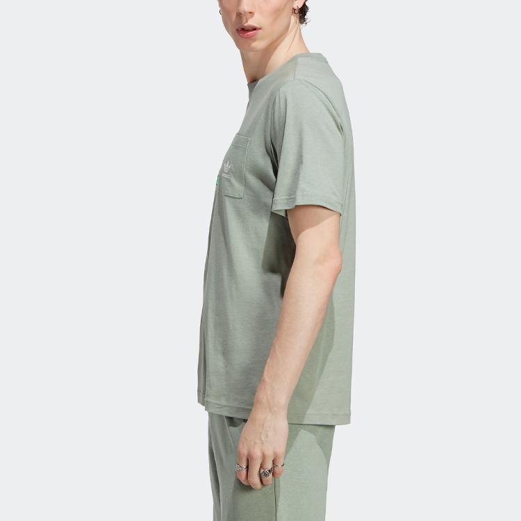 Adidas Футболка Originals Essentials+ Made With Hemp с однотонным логотипом, мужские топы серебристо-серо-зеленого цвета HR2955
