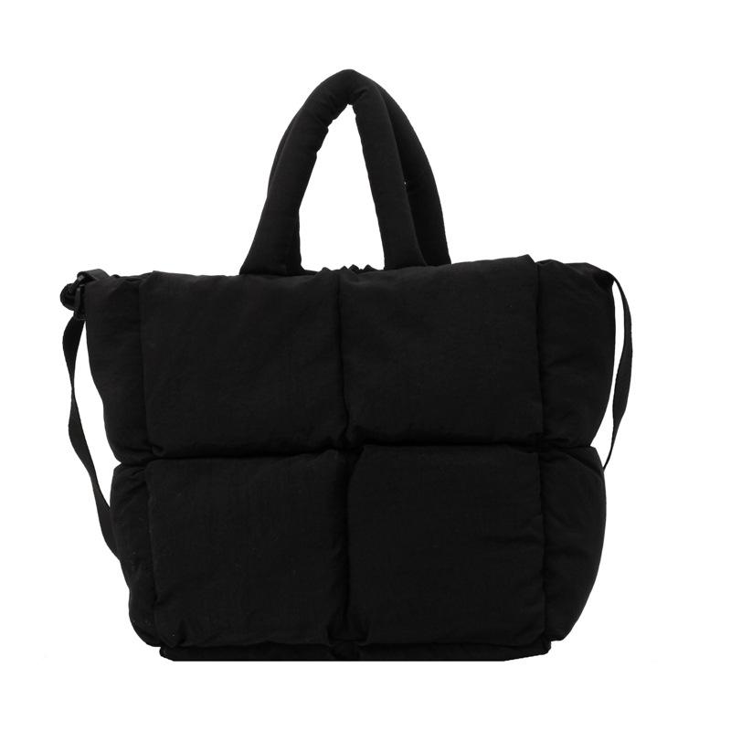 Weiche wachsartige Pufftasche Damen College-Studenten Unterricht Messenger Bag Große Kapazität Nylontasche Spleiß Schulterhandtasche