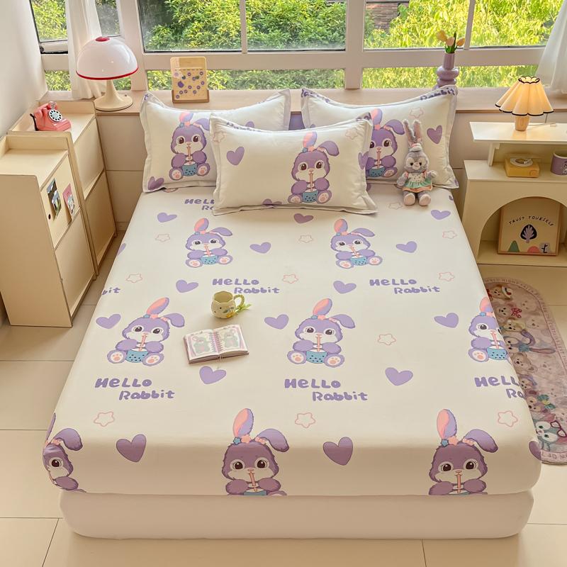 Kawaii Cartoon Panda Fitted Sheet,Bamboo Floral Wild Animals Bed Sheet Set Cotton Bed Cover With Deep Pocket For Child Kids Room