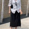 Lemon Green Tea French Lace A-line High Waist Slimming Skirt - Light Luxury Minimalist Style
