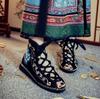 Ethnic Style Women's Embroidered Summer Cloth Boots with Beading
