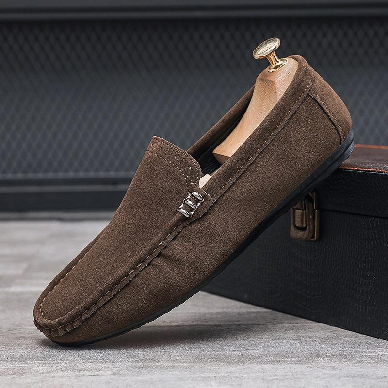 Summer New Doudou Shoes Men's Trend Suede One-pedal Versatile Lazy Shoes Matte Casual Spirit Guy Leather Shoes