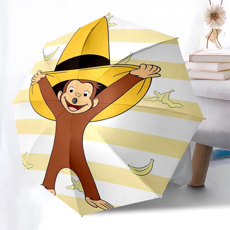Curious George, sombrero Automatic Opening and Closing, 8 rib Structure Portable Umbrella, Suitable for Men and Women in All Seasons Perfec
