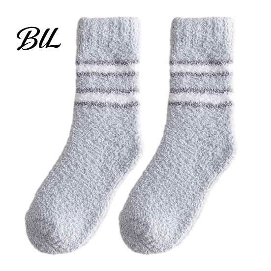 Elastic Mid-calf Thermal Wear Thickened Coral Fleece Socks for Men, Striped Socks, Soft High Elasticity Cozy Fuzzy Crew Winter, Cold Weather Warm Home